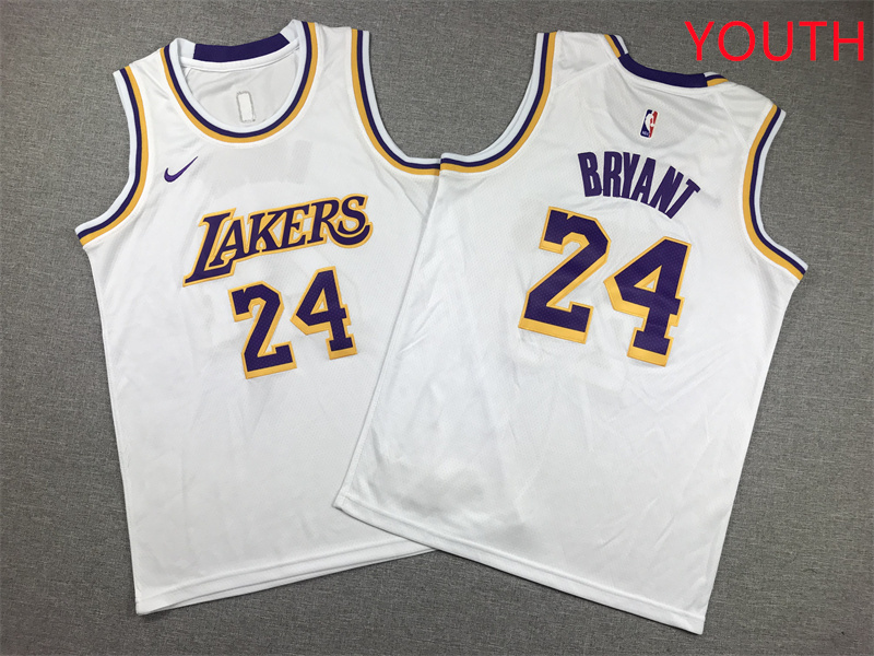 Youth Los Angeles Lakers #24 Bryant White Nike 2025 NBA Jersey style 1->youth nba jersey->Youth Jersey